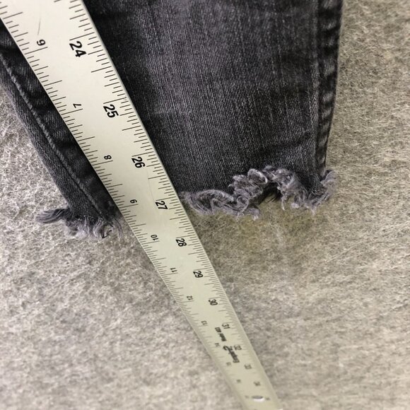 Madewell 10" High-Rise Skinny Jeans Women 26 BLK Raw Hem Button-Fly Cotton Blend - Picture 8 of 11
